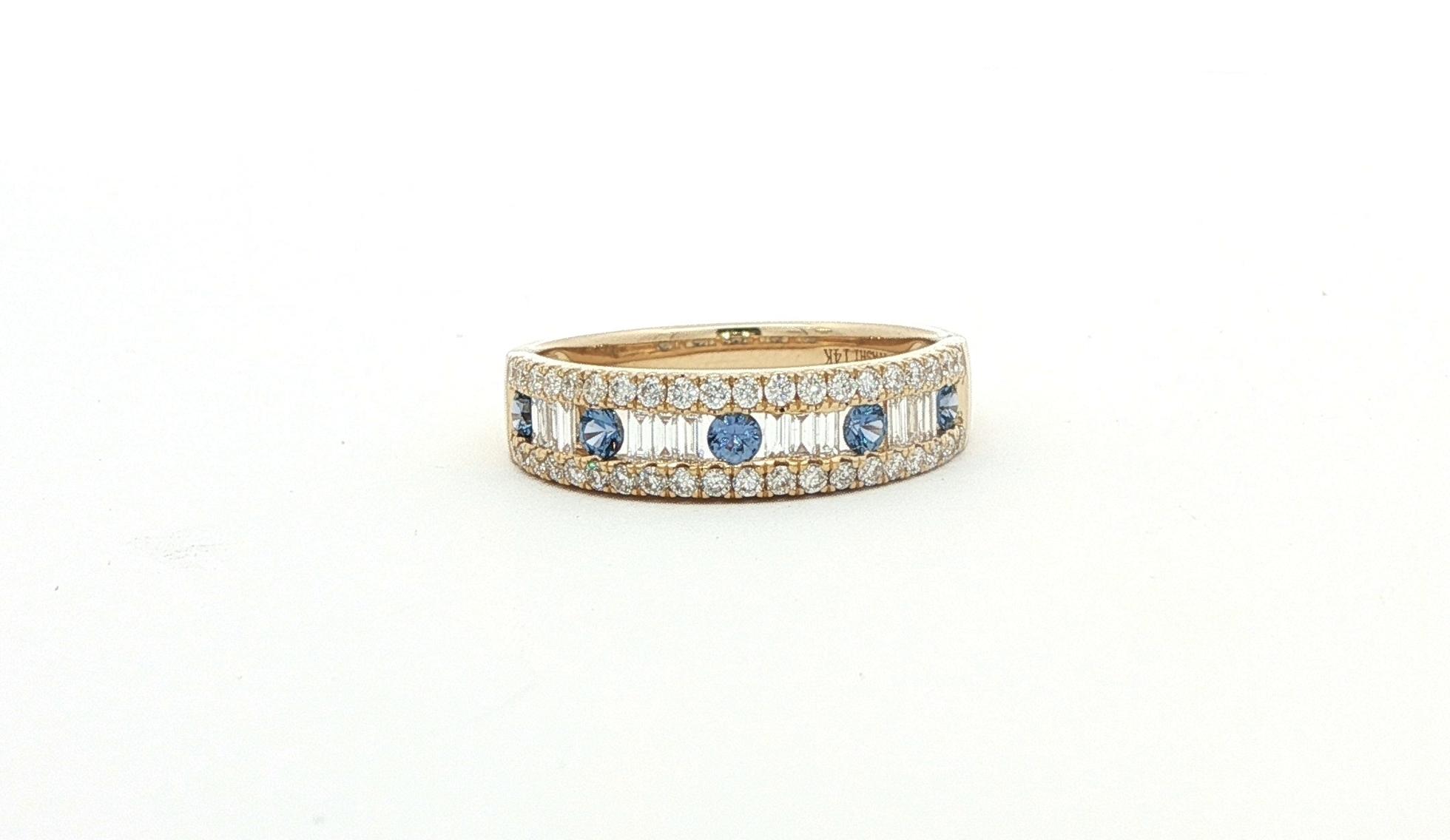 3-Row Montana Yogo Sapphire and Diamond Ring in Yellow Gold (0.76cts TWT)