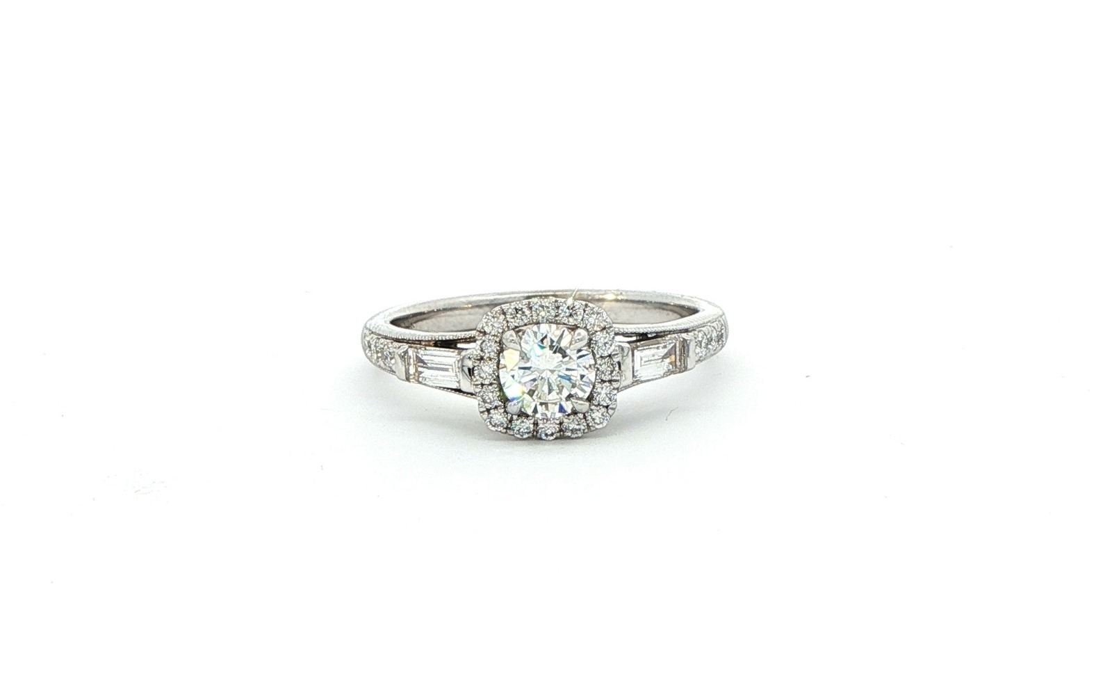 Diamond Halo with Accents Ring in White Gold (0.94cts TWT)