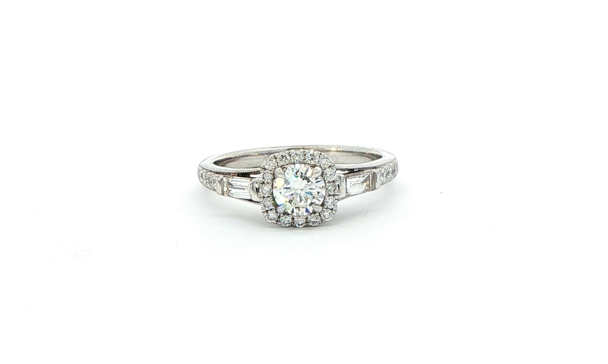 Diamond Halo with Accents Ring in White Gold (0.94cts TWT)