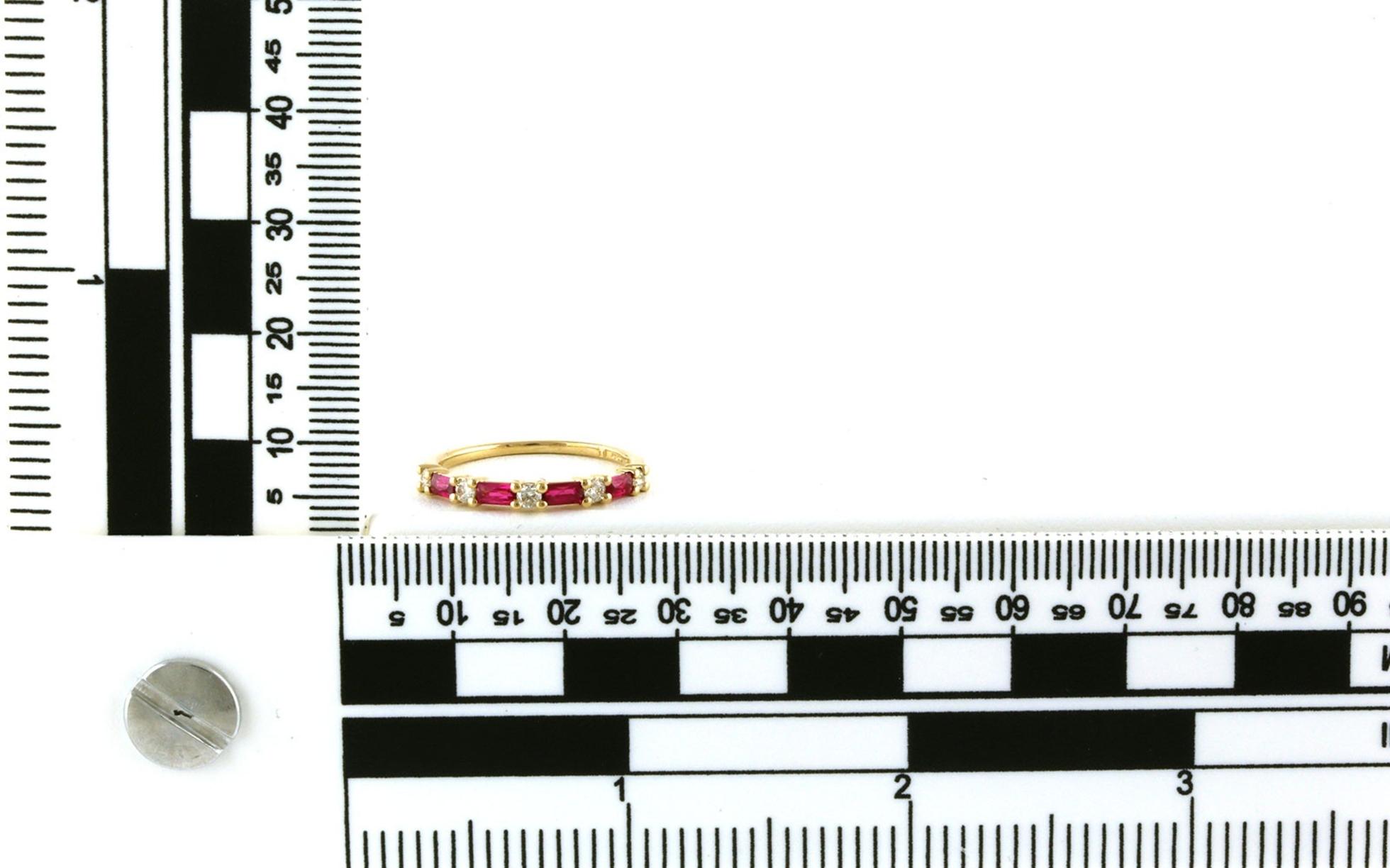 9-Stone Alternating Shared-Prong Ruby and Diamond Ring in Yellow Gold (0.62cts TWT) scale