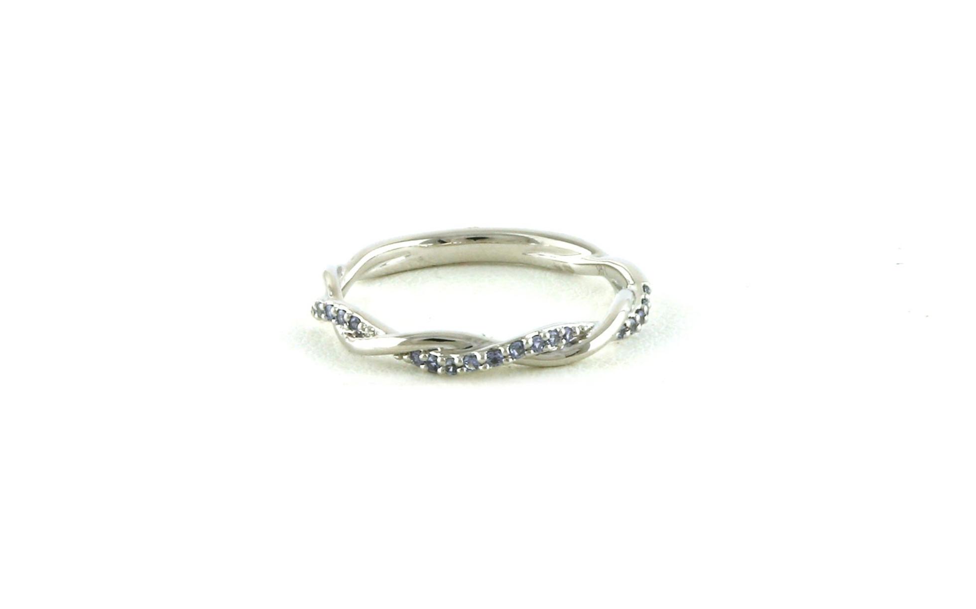 Twisted Pave Montana Yogo Sapphire Band in White Gold (0.15cts TWT)
