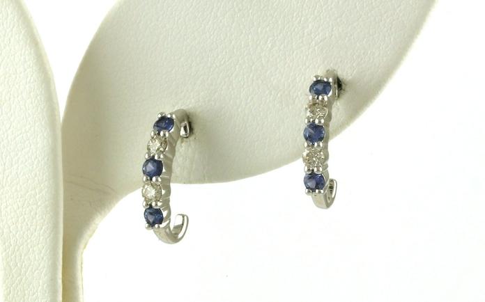 content/products/5-Stone Montana Yogo Sapphire and Diamond Stud Hoop Earrings in White Gold (0.625cts TWT)