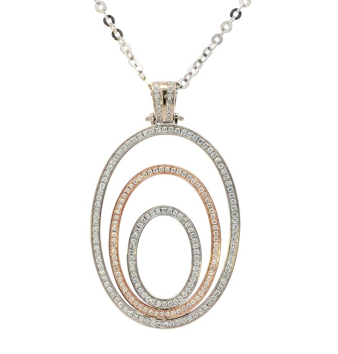 content/products/Estate Piece: Two Tone 3 Oval Diamond Pave Necklace in White and Rose Gold (1.00cts TWT)