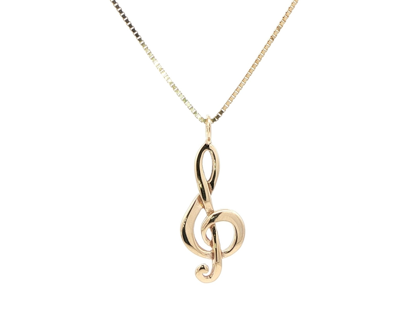 Estate Piece: Treble Clef Necklace in Yellow Gold
