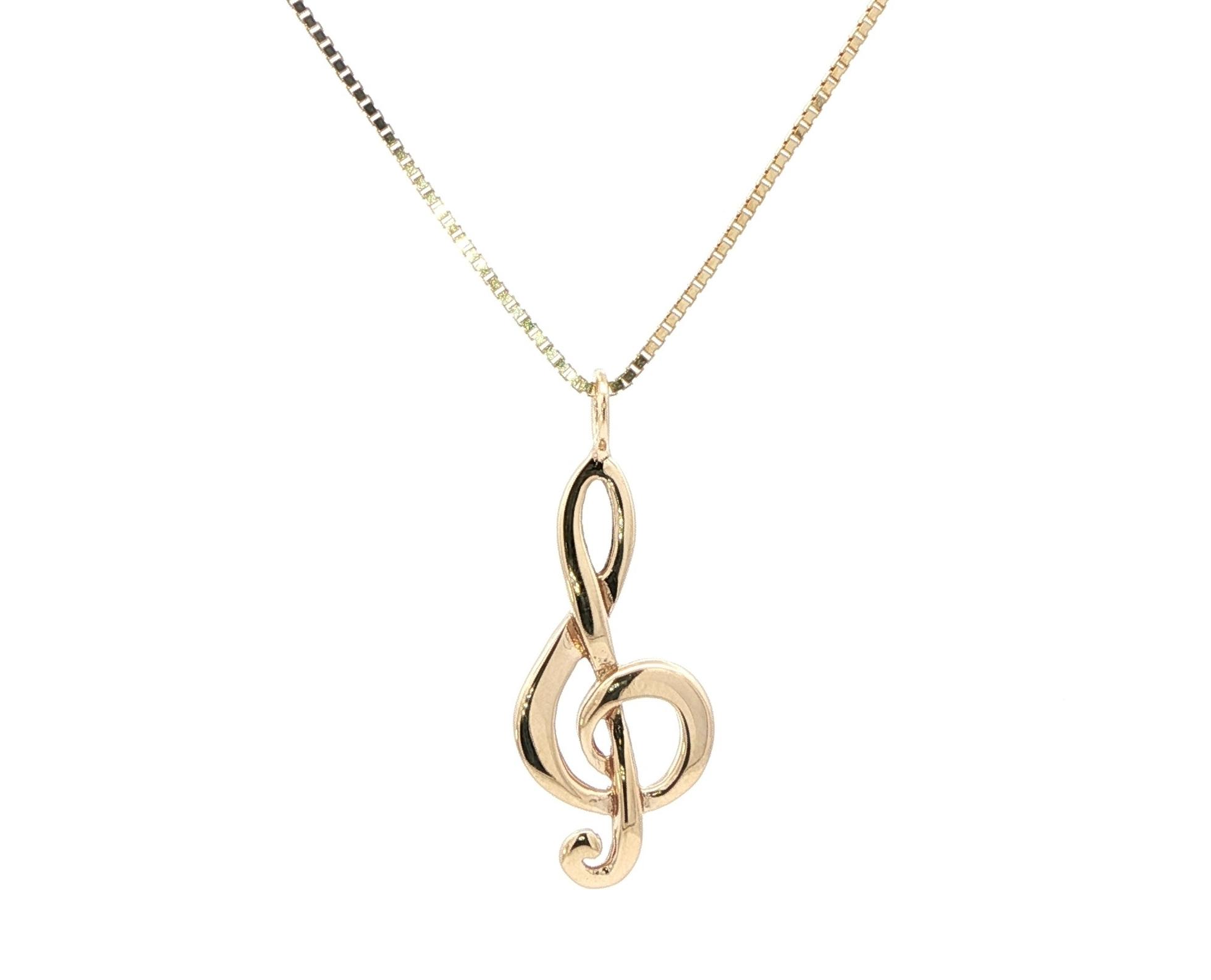 Estate Piece: Treble Clef Necklace in Yellow Gold
