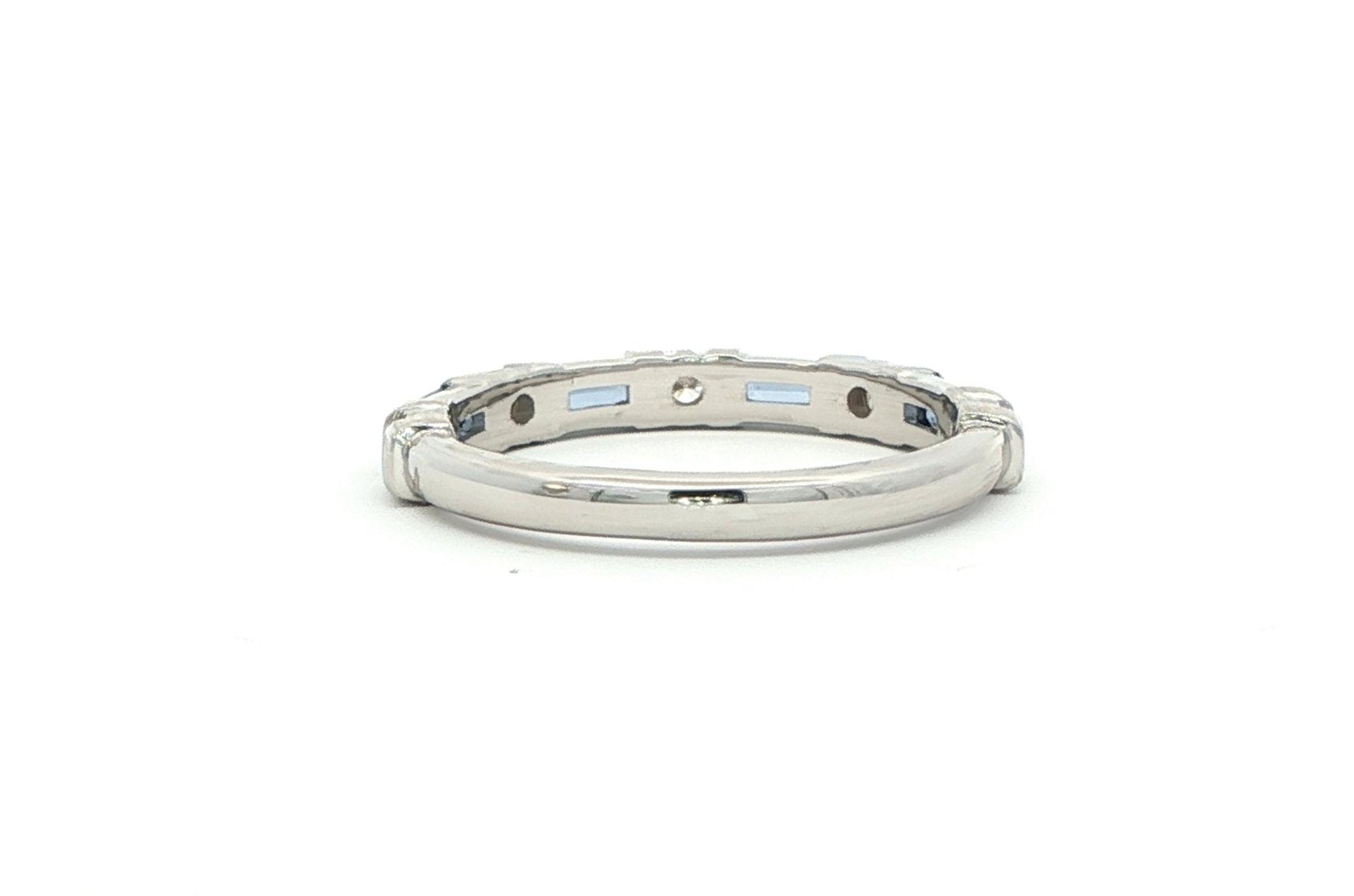 Alternating Montana Yogo Sapphire and Diamond Ring in White Gold (0.66cts TWT) back