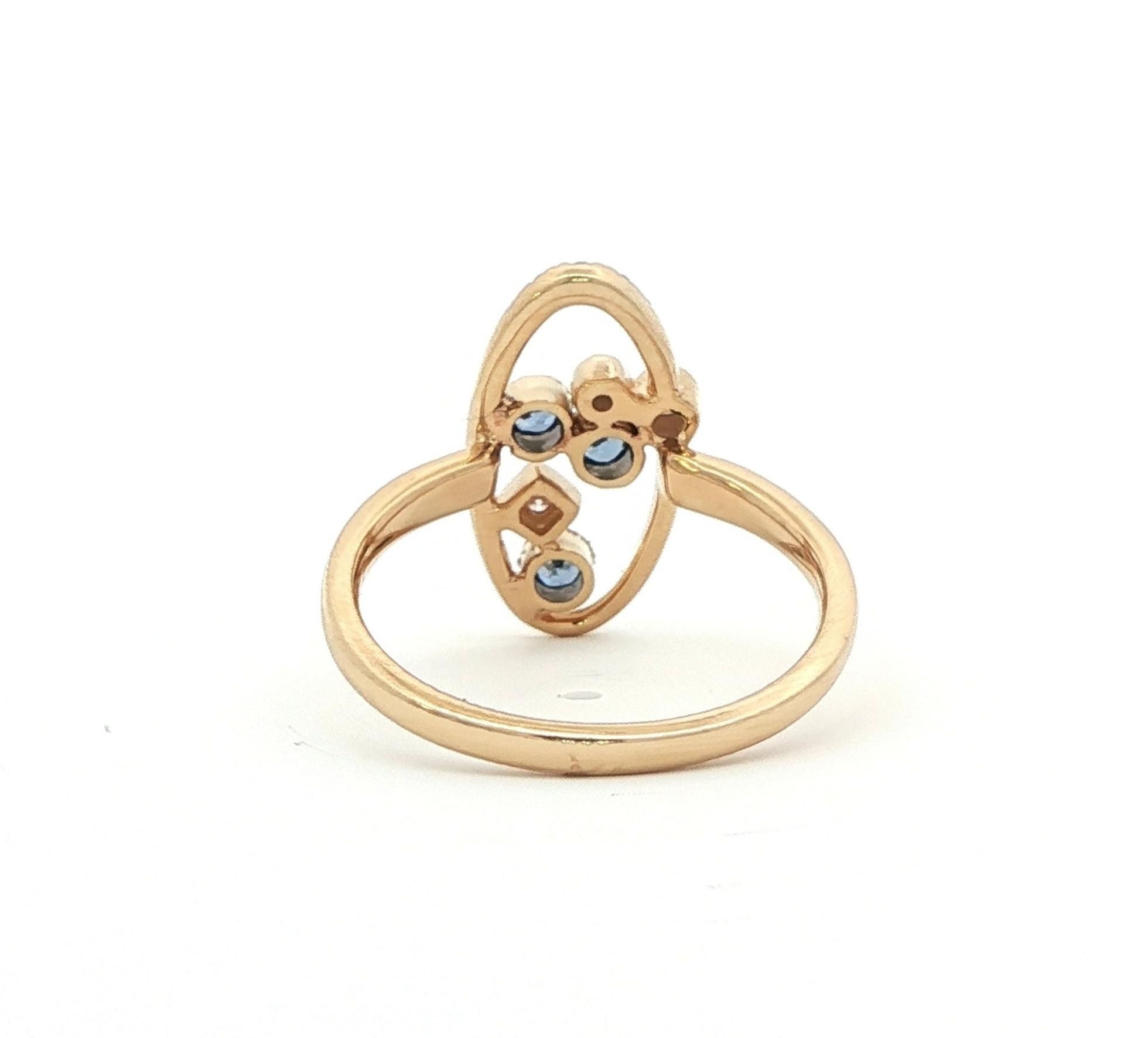 Oval Open Space Custer Montana Yogo Sapphire and Diamond Ring in Yellow Gold (0.32cts TWT) back