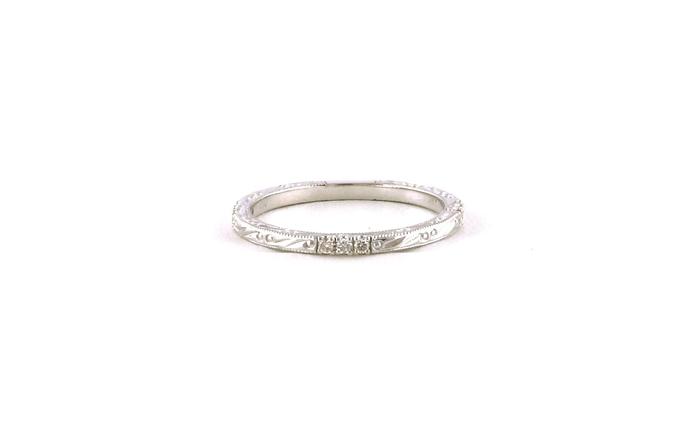 content/products/Hand Engraved Three-Stone Diamond Cluster Band in White Gold (0.10cts TWT)