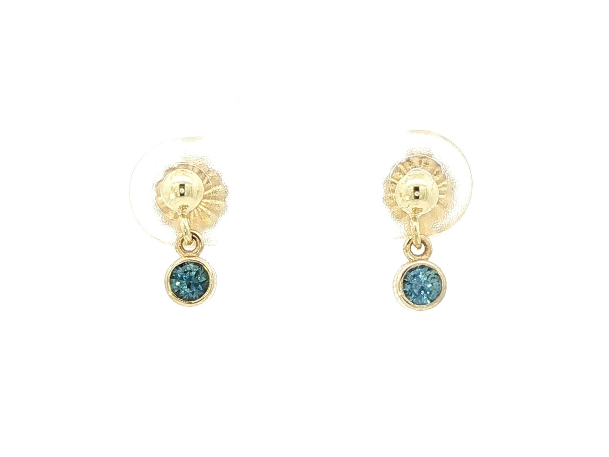 Montana Sapphire Dangle Stud Earrings in Yellow Gold (0.25cts TWT)
