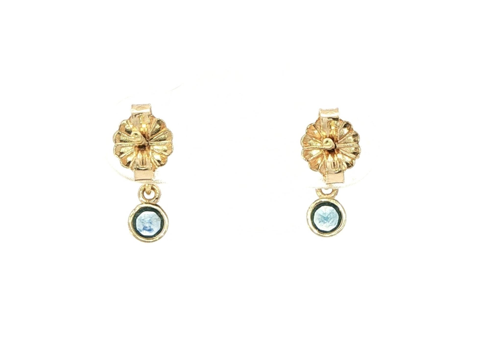 Montana Sapphire Dangle Stud Earrings in Yellow Gold (0.25cts TWT) back