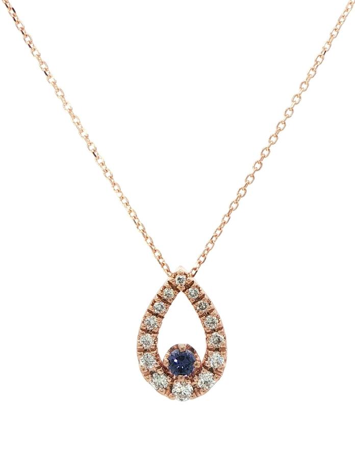 content/products/Teardrop Huckleberry Sapphire and Diamond Necklace in Rose Gold (0.53cts TWT)