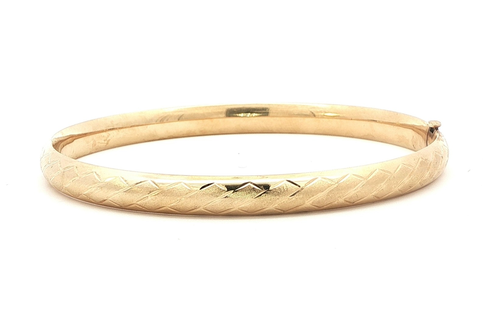 Estate Piece: Woven Style Hinged Bangle Bracelet in Yellow Gold