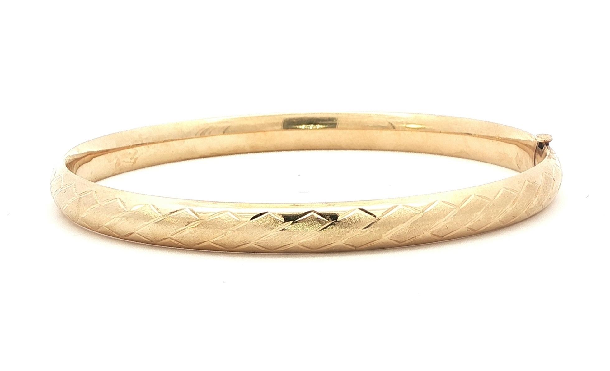 Estate Piece: Woven Style Hinged Bangle Bracelet in Yellow Gold