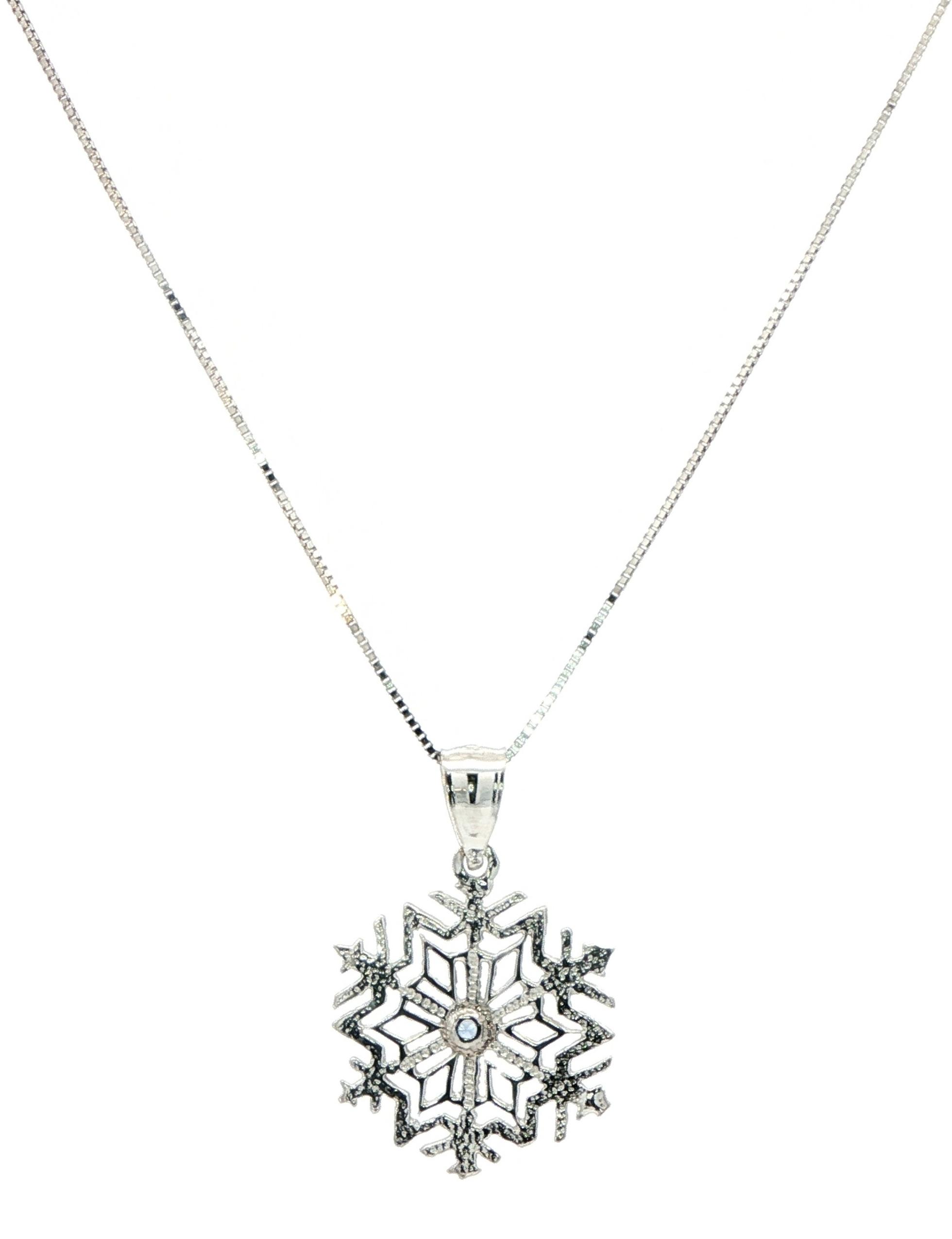 Snowflake Montana Yogo Sapphire Necklace in White Gold (0.03ct) back