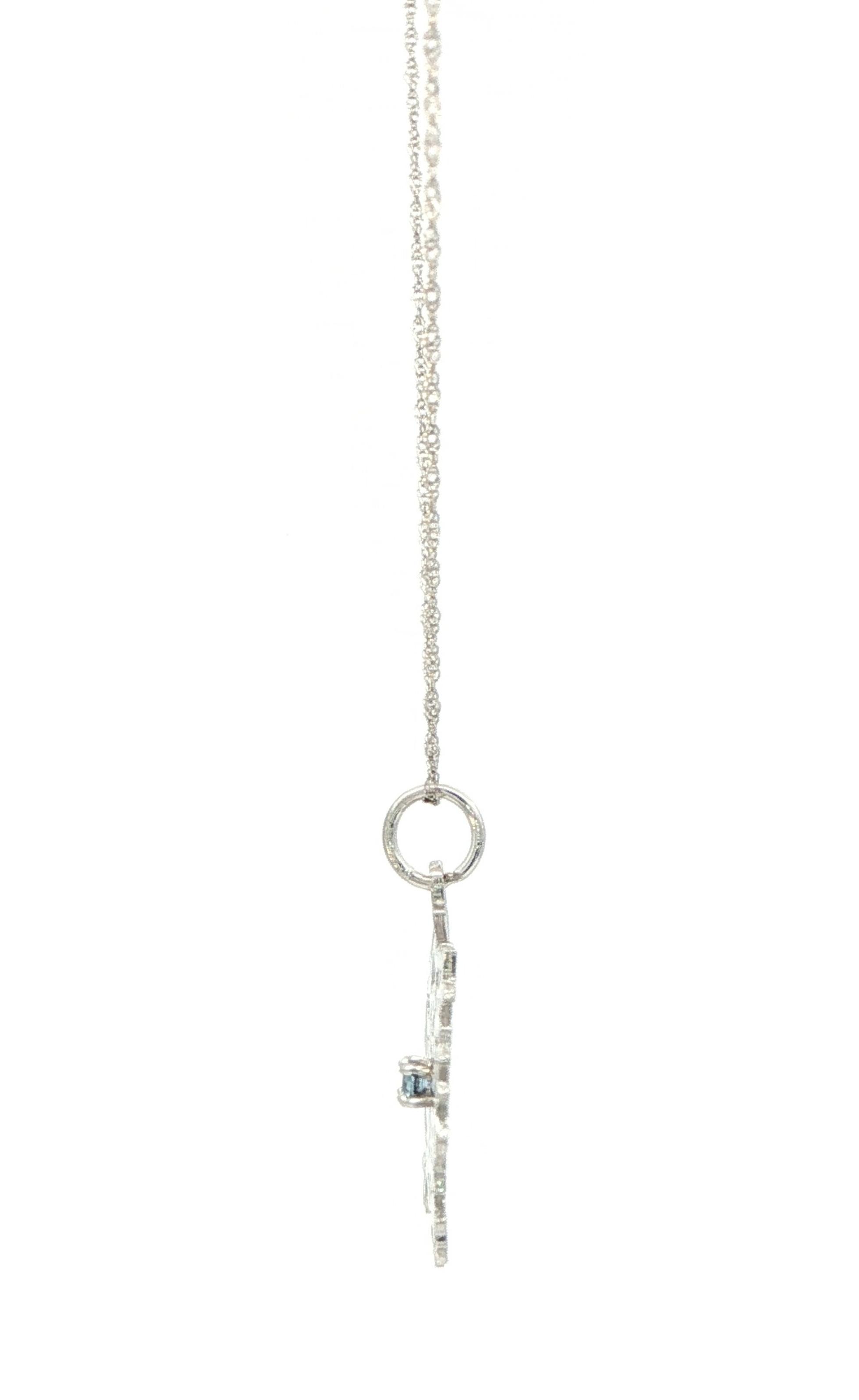 Snowflake Montana Yogo Sapphire Necklace in White Gold (0.03ct) side