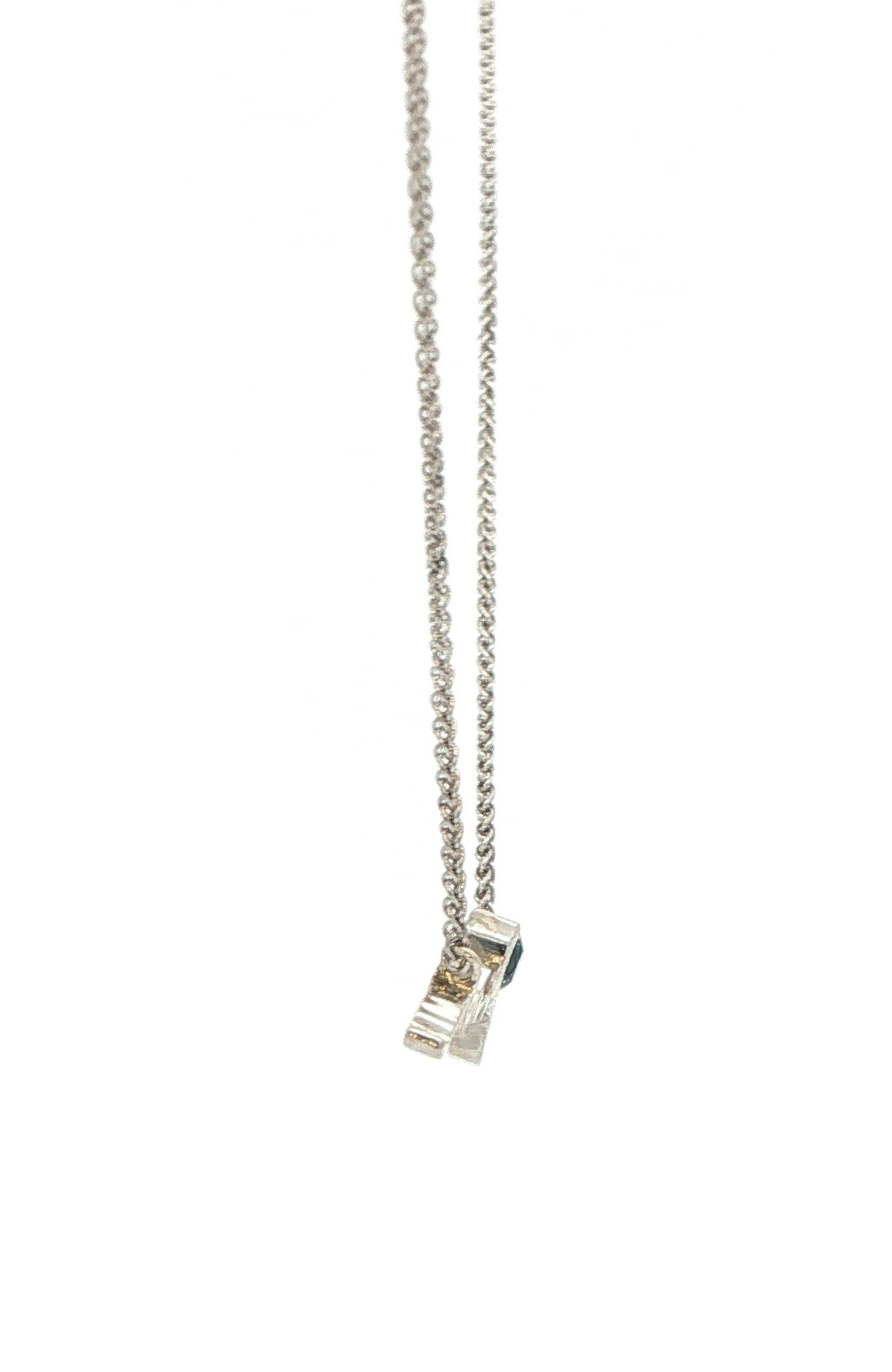 Mountain Silhouette with Bezel-Set Montana Sapphire Necklace in Sterling Silver (0.10ct) side