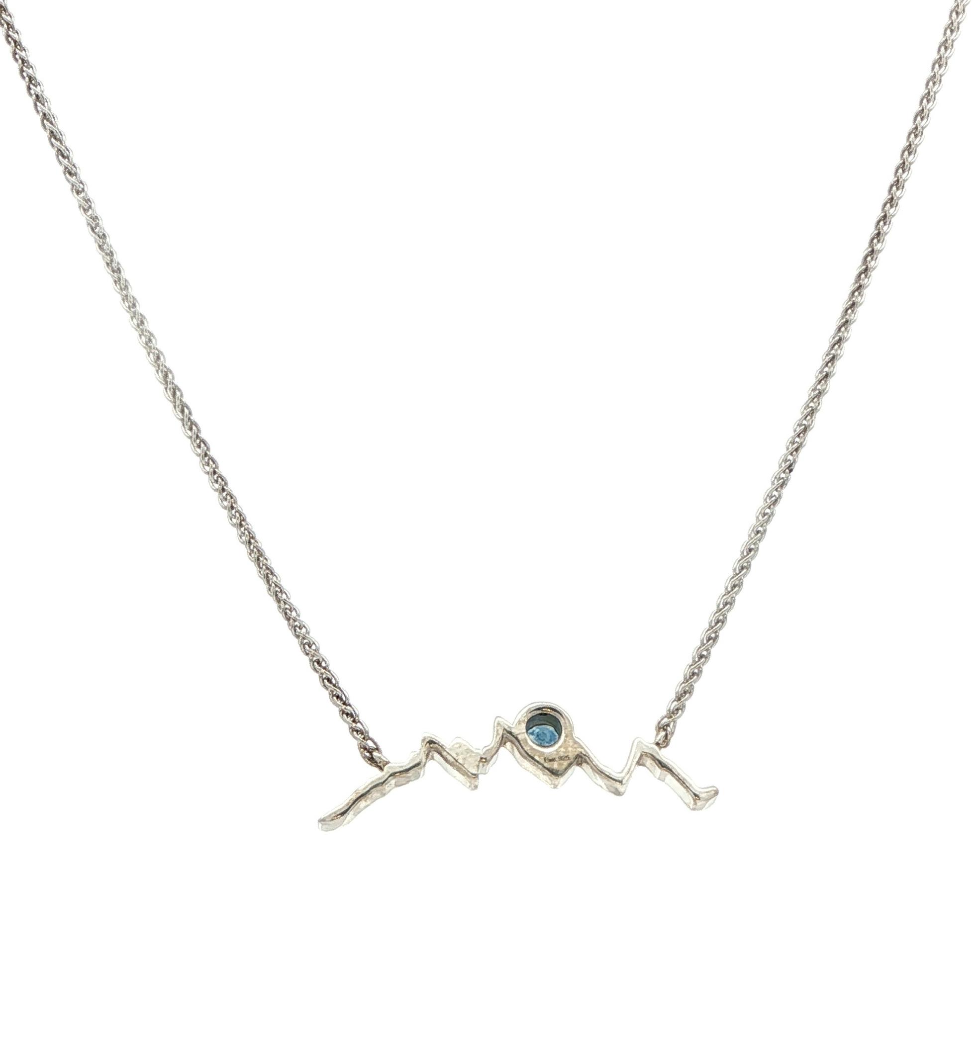 Mountain Silhouette with Bezel-Set Montana Sapphire Necklace in Sterling Silver (0.10ct) back