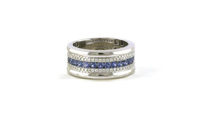 content/products/Wide Three-Row Montana Yogo Sapphire and Diamond Ring in White Gold (0.85cts TWT)