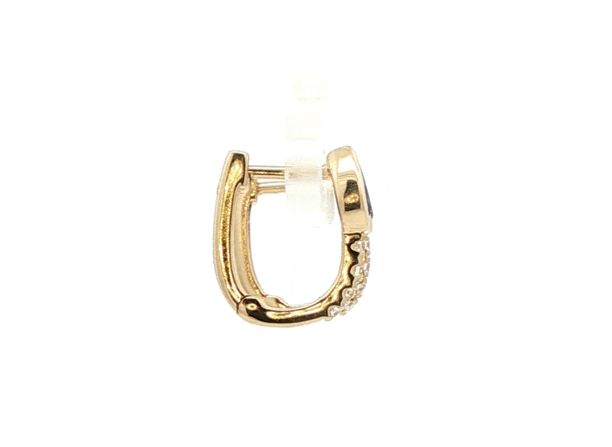 Bezel-Set Montana Yogo Sapphire and Diamond Pave Hoop Earrings in Yellow Gold (0.58cts TWT) side