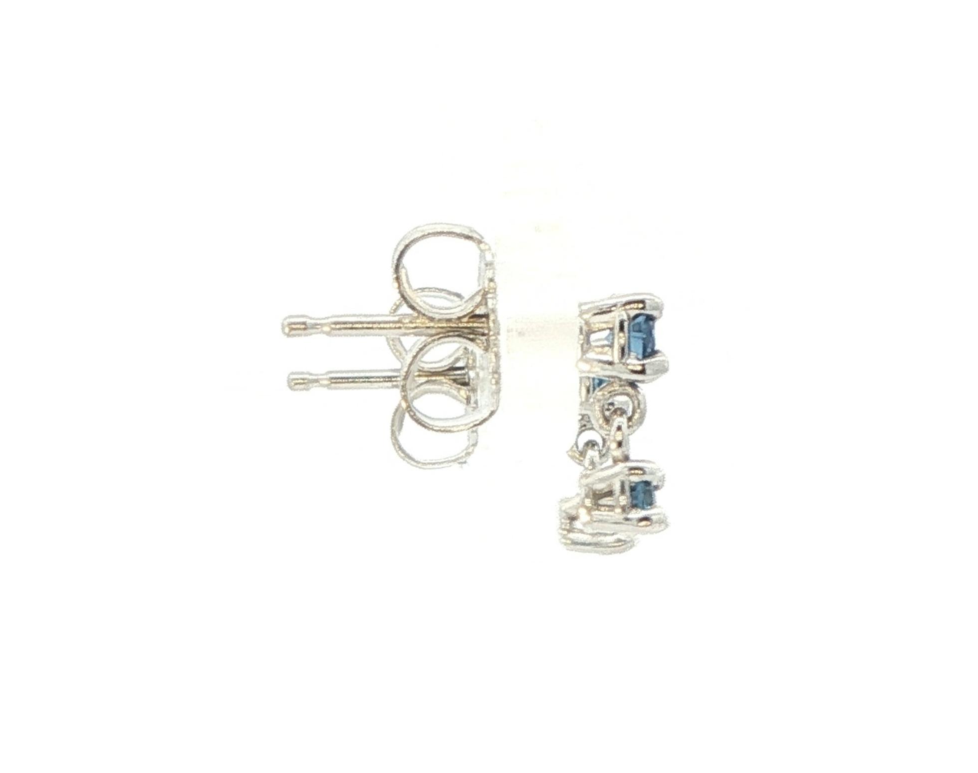 Two-Stone Montana Yogo Sapphire Stud Dangle Earrings in White Gold (0.28cts TWT) side