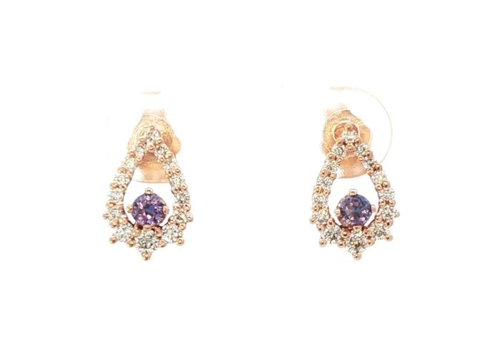 content/products/Huckleberry Sapphire and Diamond Pave Earrings in Rose Gold (0.55cts TWT)