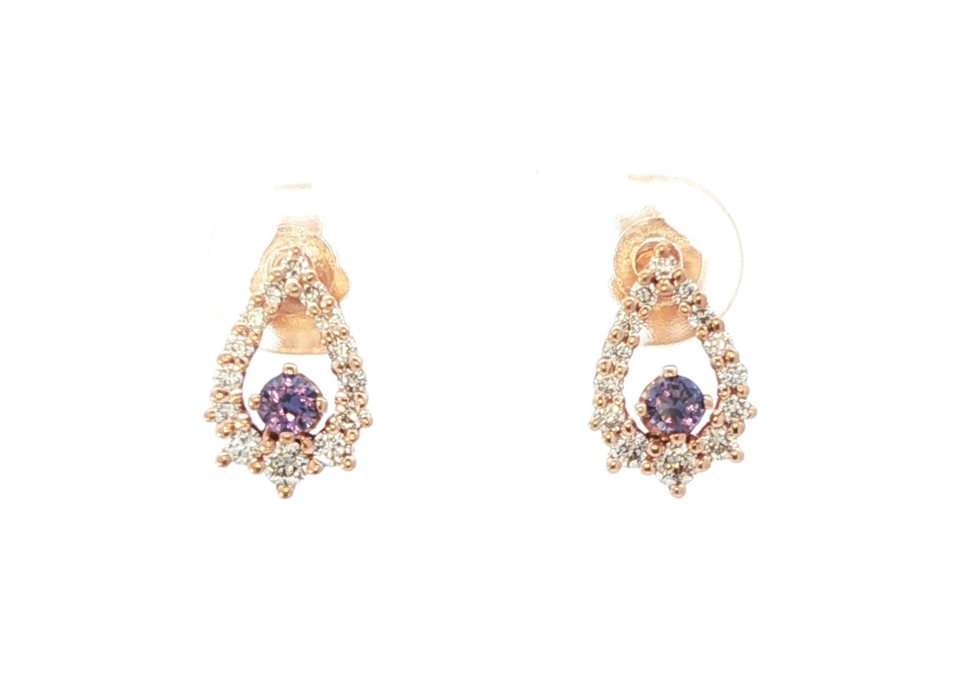 Huckleberry Sapphire and Diamond Pave Earrings in Rose Gold (0.55cts TWT)