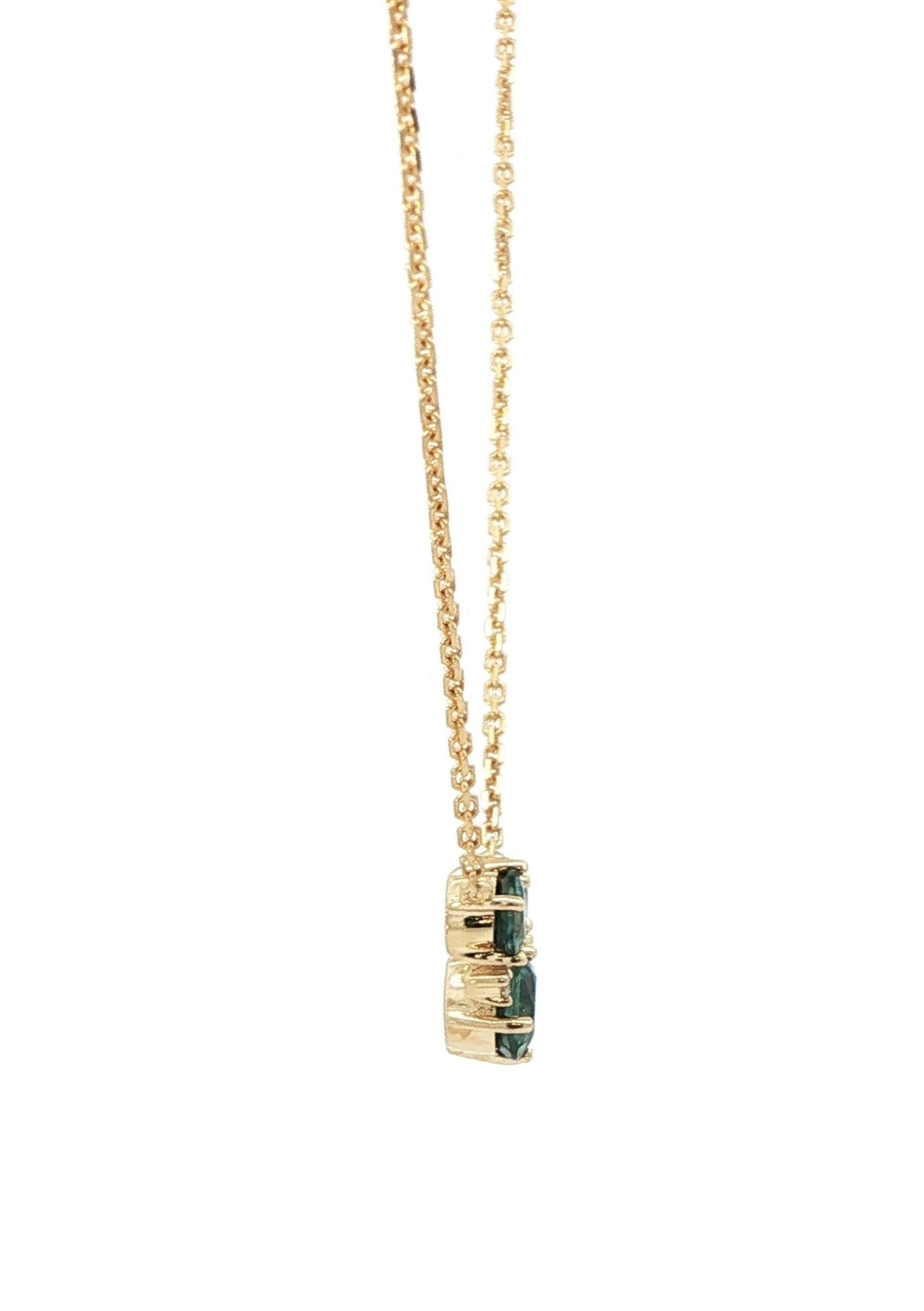 6-Stone Montana Sapphire and Diamond Cluster Necklace in Yellow Gold (1.13cts TWT) side