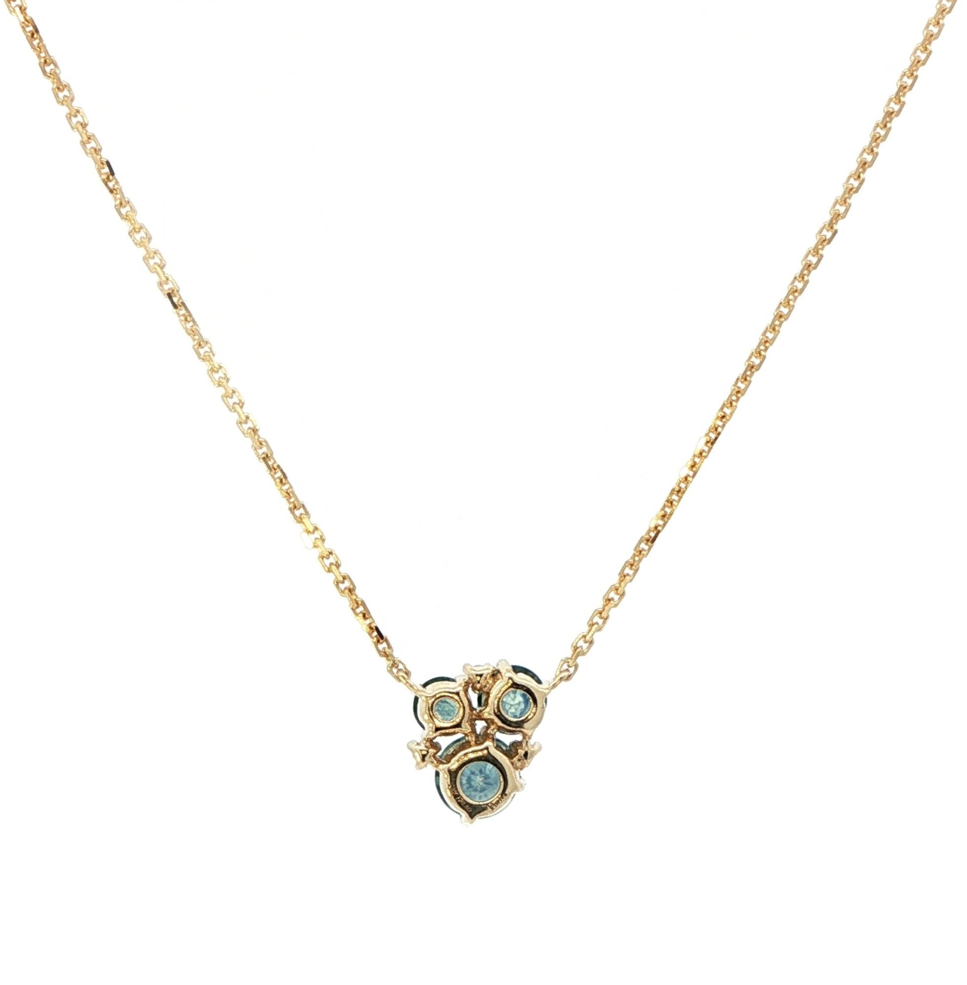 6-Stone Montana Sapphire and Diamond Cluster Necklace in Yellow Gold (1.13cts TWT) back
