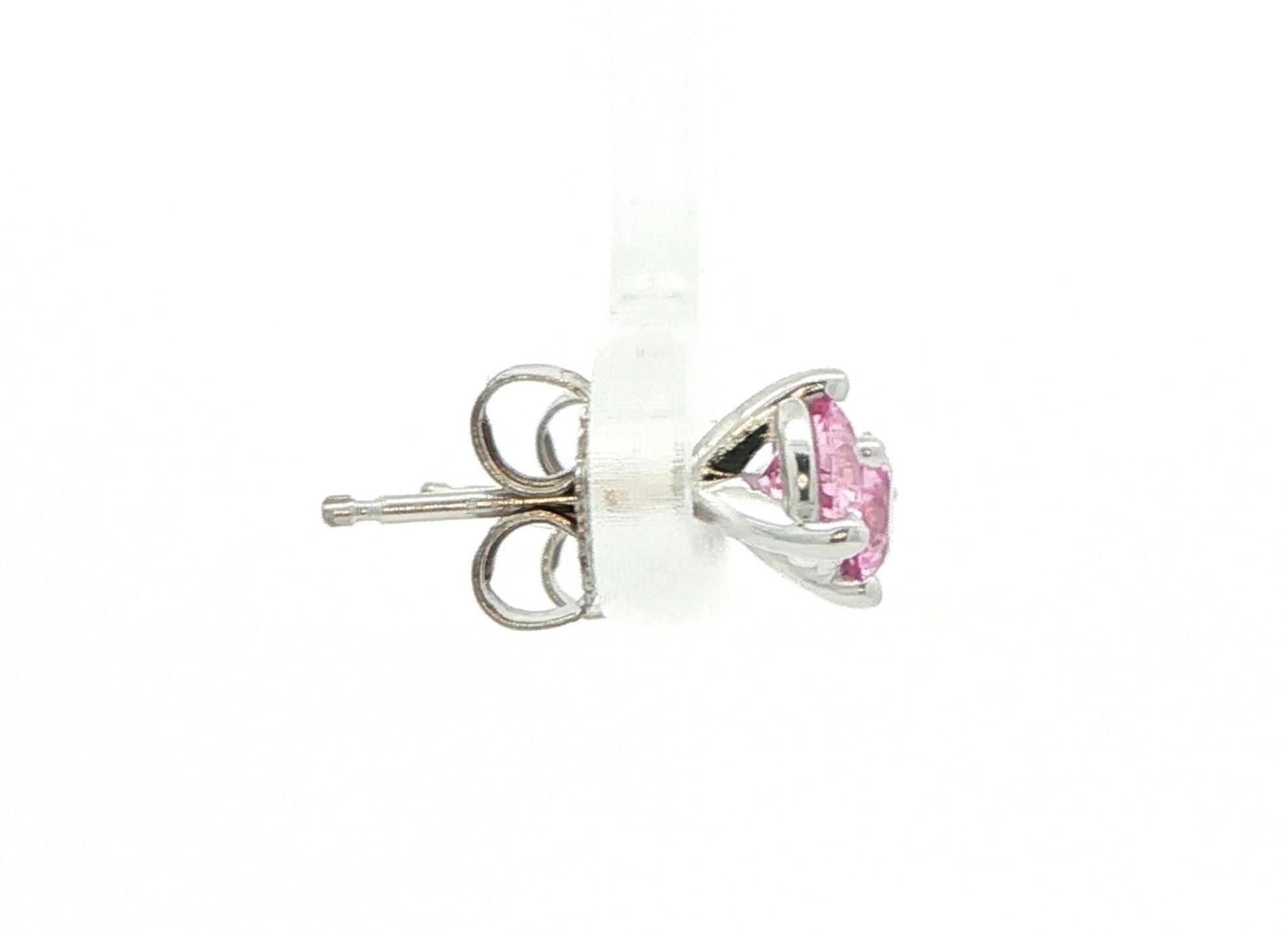 3-Prong Basket-Set Pink Montana Sapphire Stud Earrings in White Gold (0.79cts TWT) side