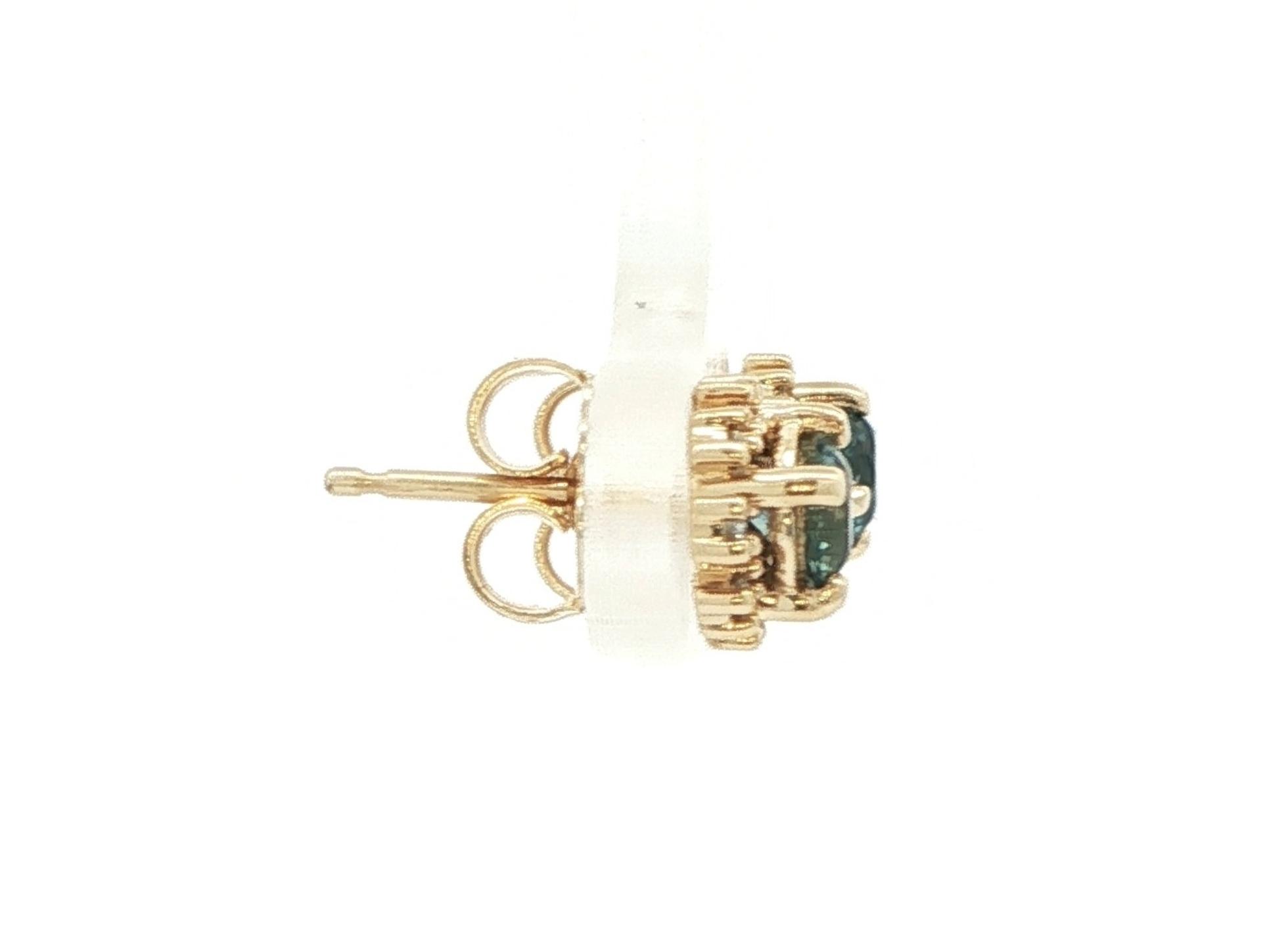 Montana Sapphire and Diamond Halo Stud Earrings in Yellow Gold (0.72cts TWT) side