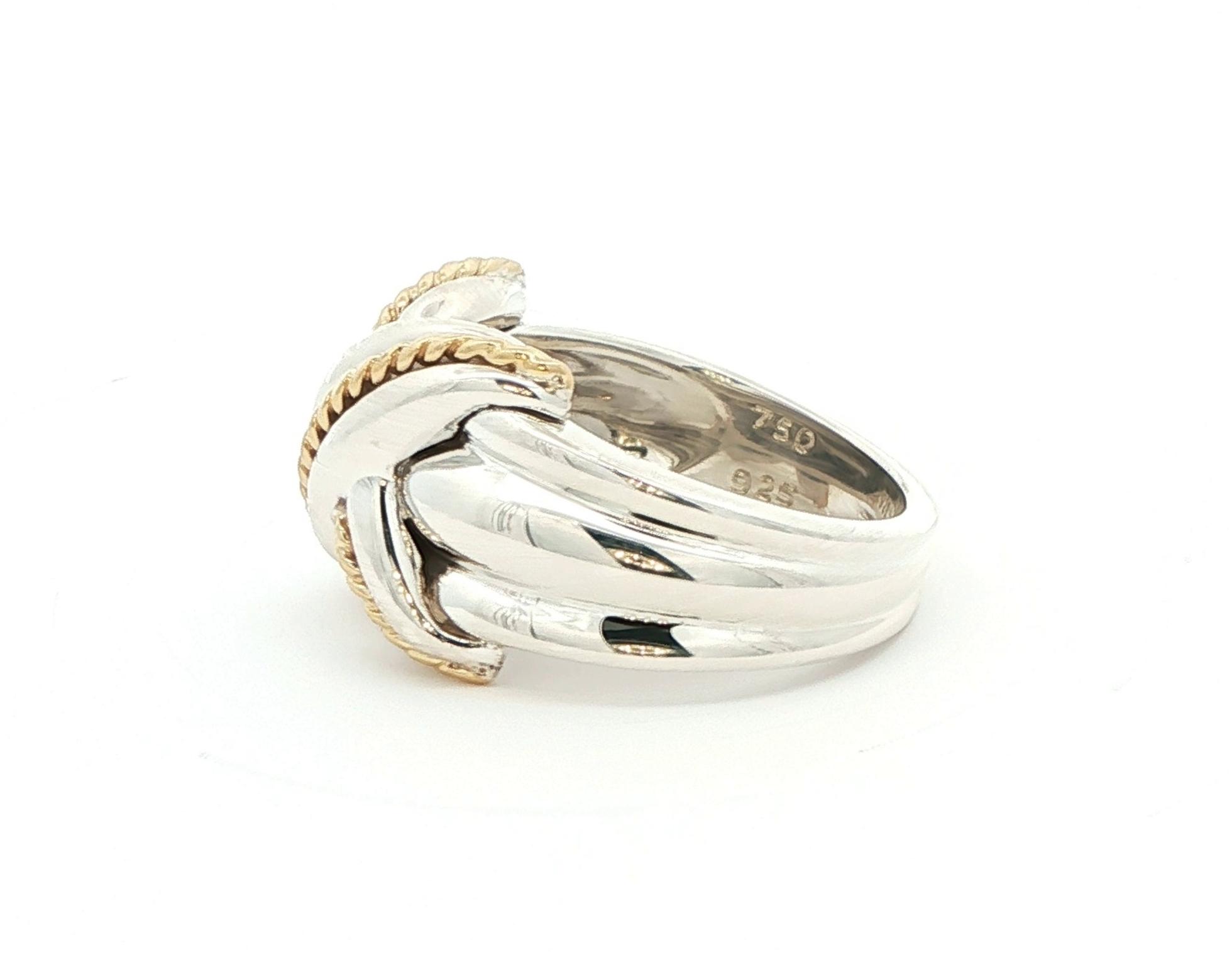 Estate Piece: Tiffany & Co Two Tone Crossover Ring in Sterling Silver and Yellow Gold side