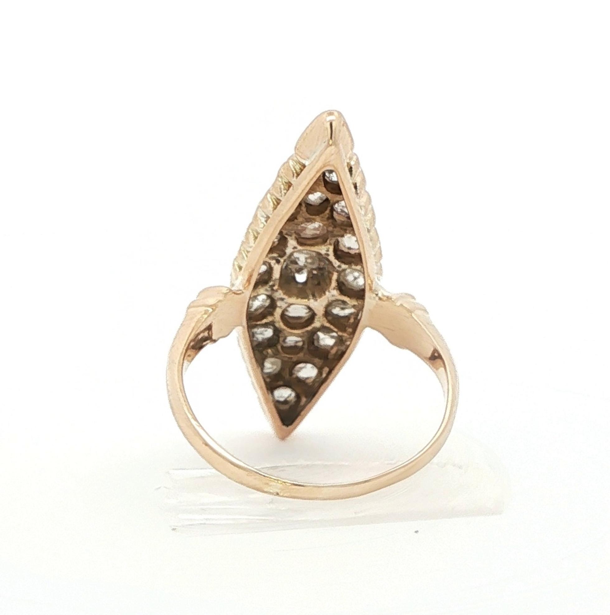 Estate Piece: Vintage Style Marquise Chape Diamond Cluster Ring in Yellow Gold (0.50cts TWT) back