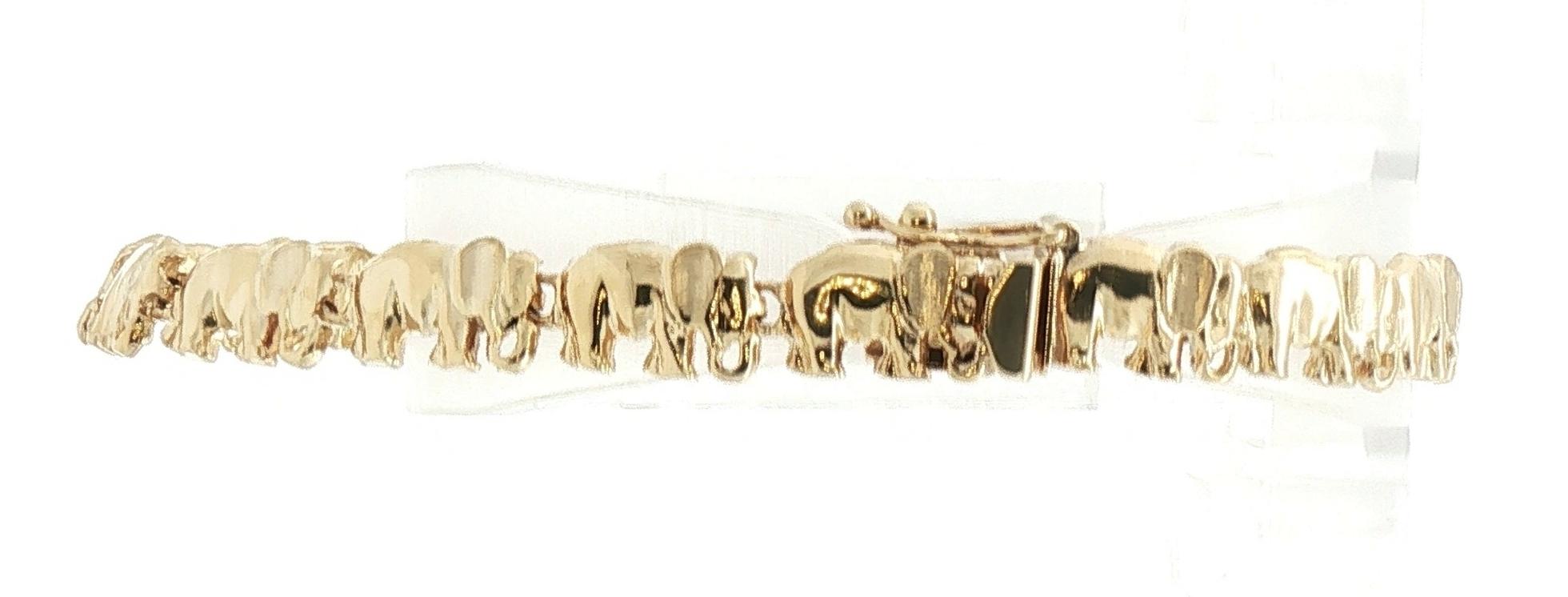 Estate Piece: Elephant Link Bracelet in Yellow Gold  back