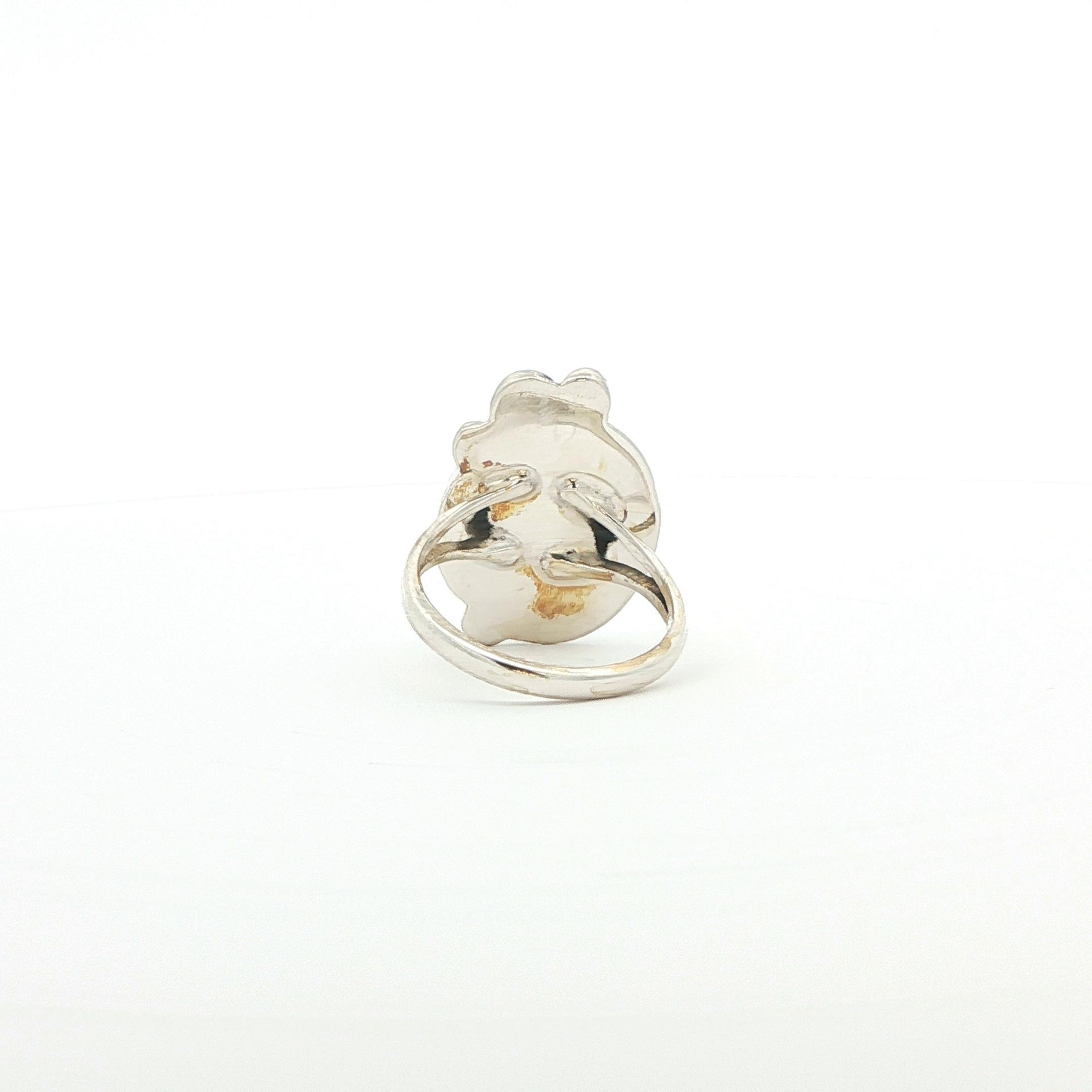Estate Piece: Lead and Bead Turquoise Ring in Sterling Silver back
