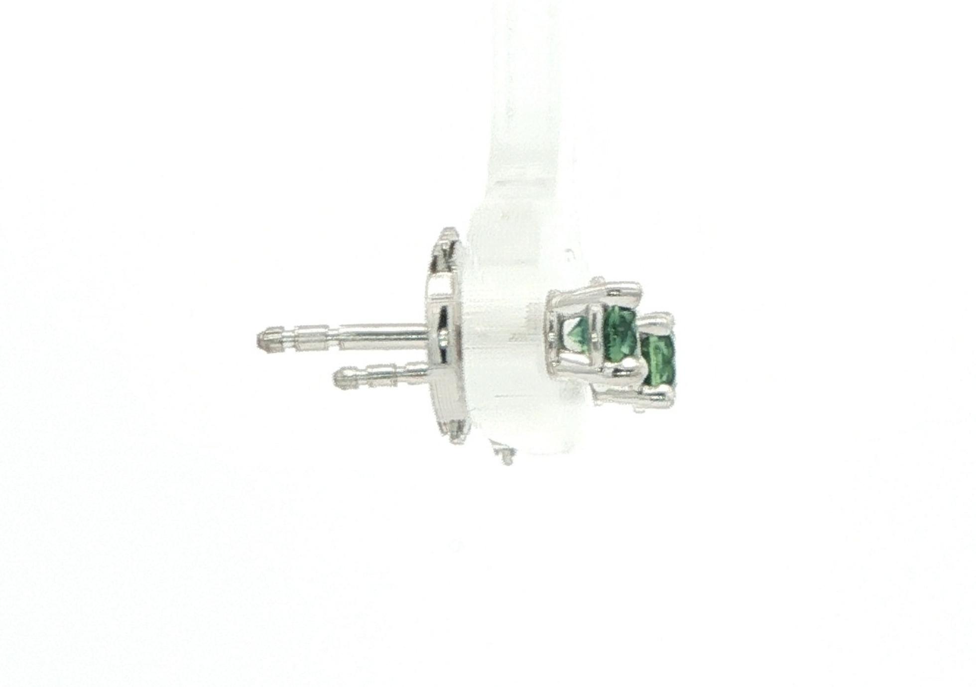 4-Prong Bluish Green Montana Sapphire Stud Earrings in White Gold (0.45cts TWT) side