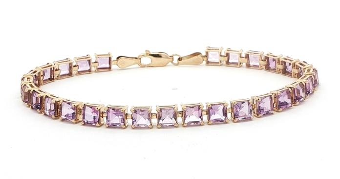 content/products/Estate Piece: Amethyst Line "Tennis" Bracelet in Yellow Gold (11.2cts TWT)