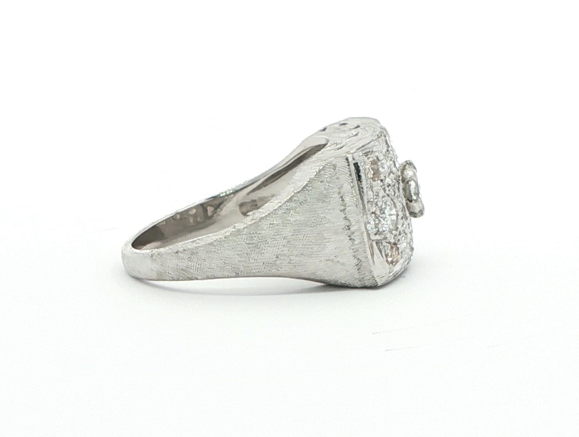 Estate Piece: Florentine Vintage-Style Diamond Rectangular Cluster Ring in White Gold (0.50cts TWT) side