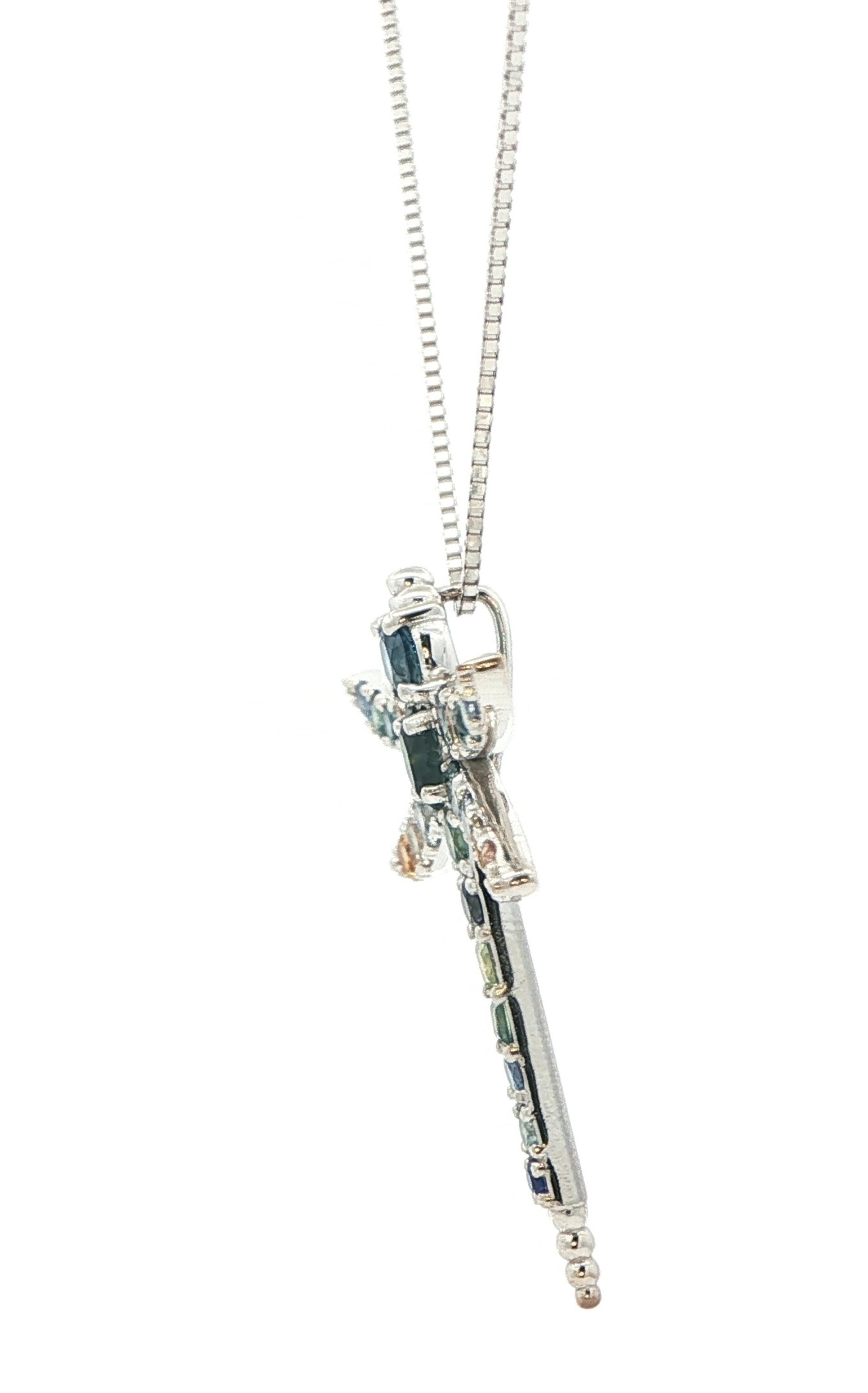 Dragonfly Montana Sapphire Pave Necklace in White Gold (3.50cts TWT) side