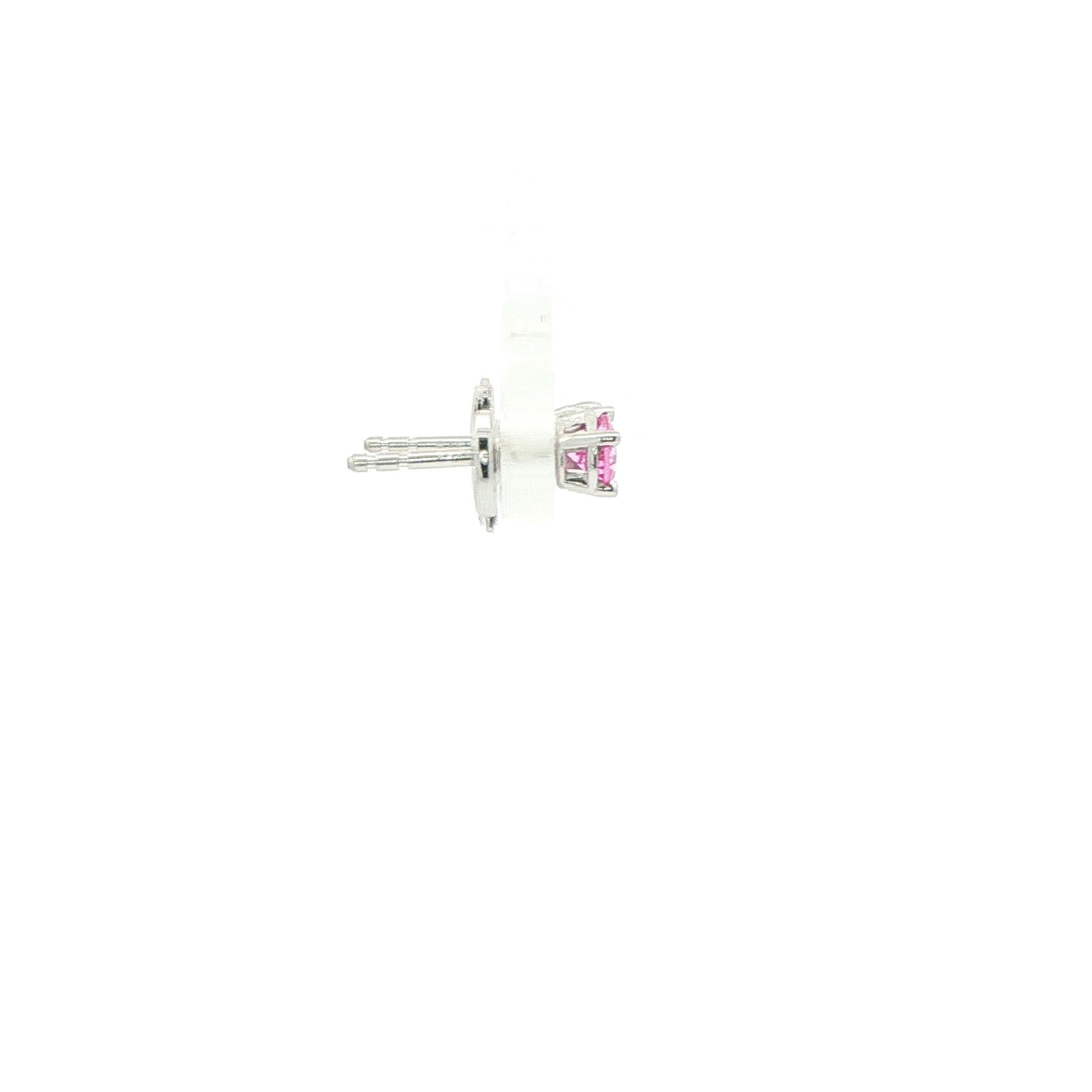 4-Prong Pink Montana Sapphire Stud Earrings with Protektor Backs in White Gold (0.36cts TWT) side