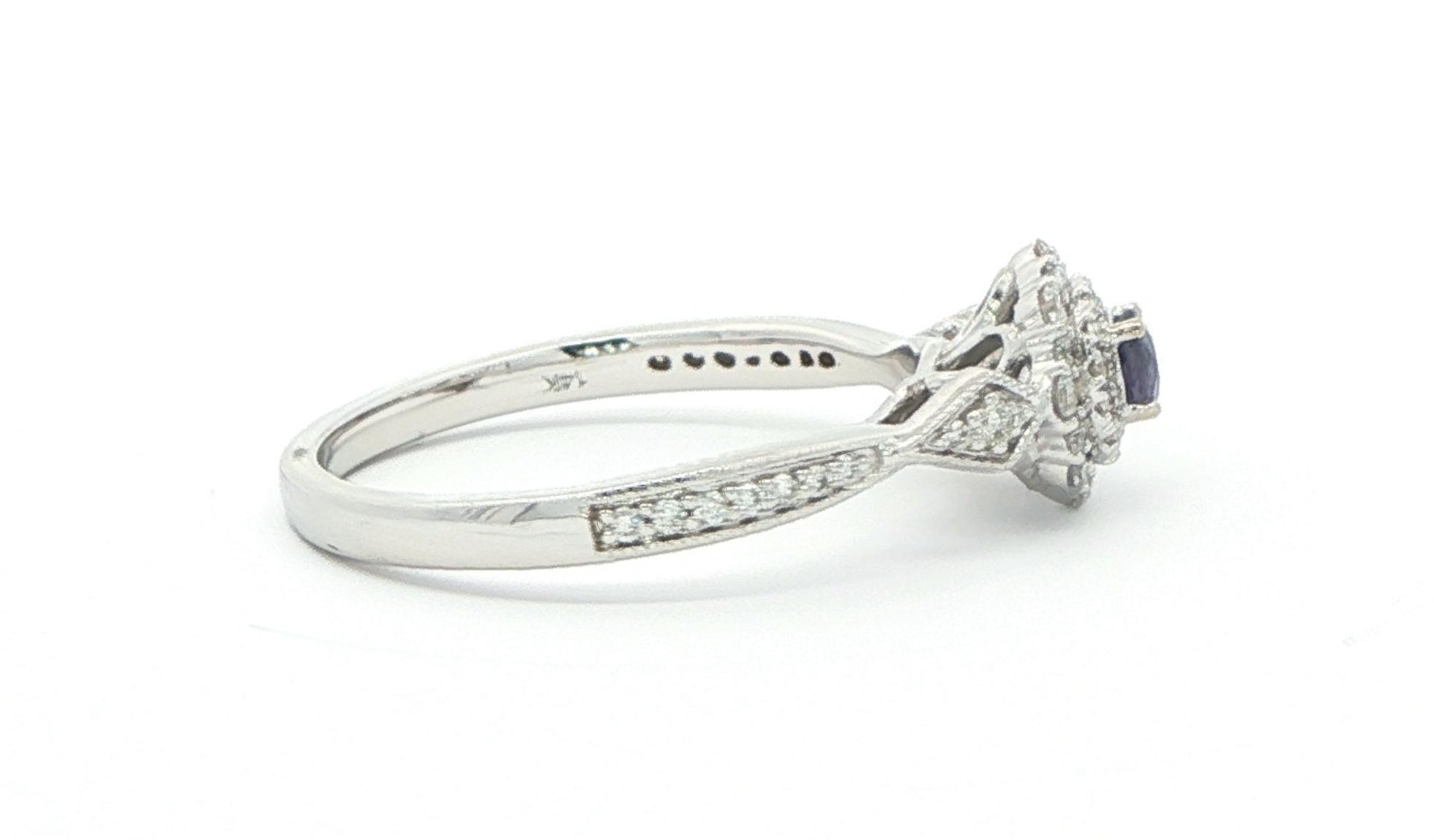 Huckleberry Sapphire and Diamond Double Halo Ring in White Gold (0.37cts TWT) side