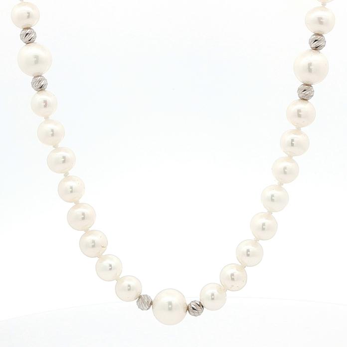 content/products/Estate Piece: Rondell Bead Freshwater Pearl Necklace in White Gold
