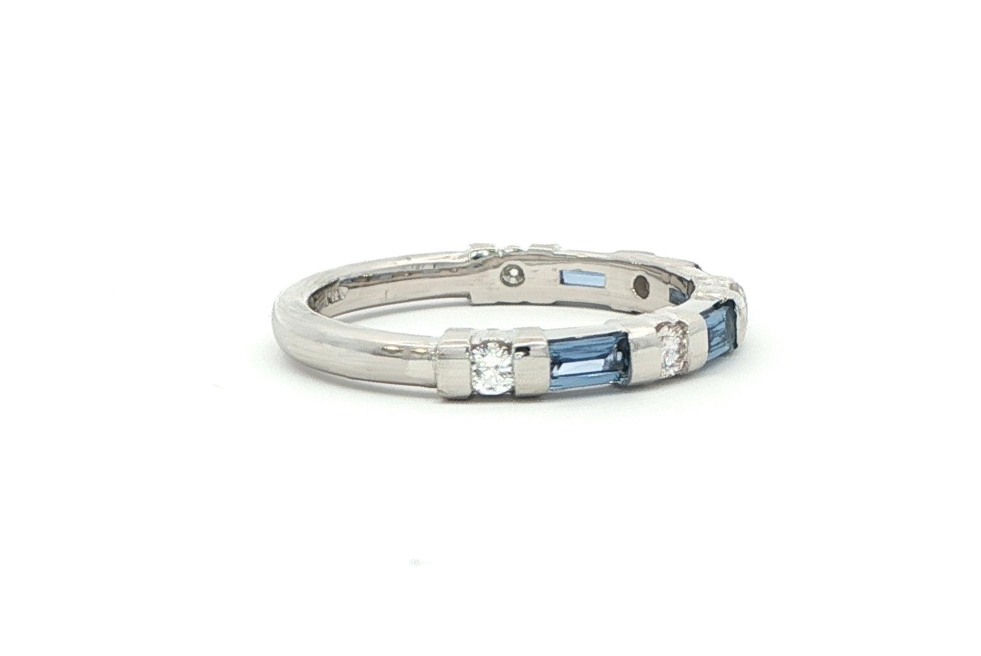 Alternating Montana Yogo Sapphire and Diamond Ring in White Gold (0.66cts TWT) side