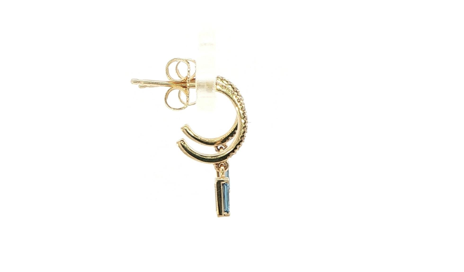 Montana Yogo Sapphire and Diamond Pave Hoop with Dangle Earrings in Yellow Gold (0.34cts TWT) side