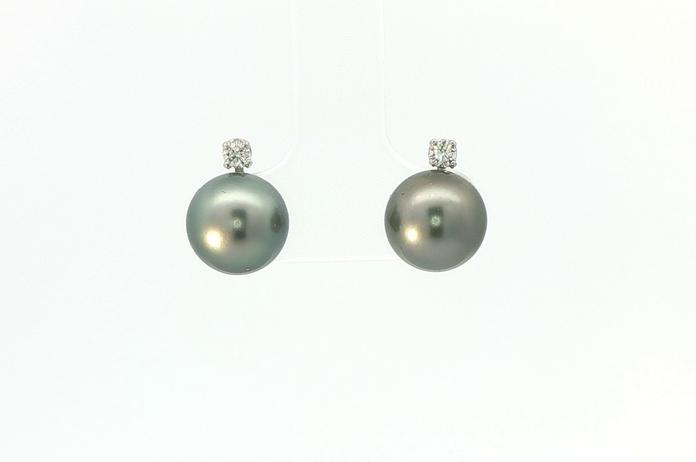 content/products/Estate Piece: 2-Stone Tahitian Pearl and Diamond Stud Earrings in White Gold (0.10cts TWT)