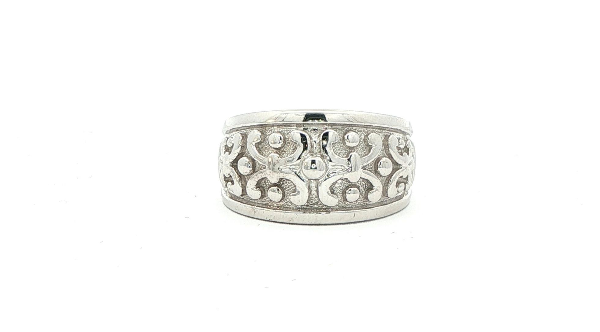 Estate Piece: Wide Filigree Style Ring in White Gold