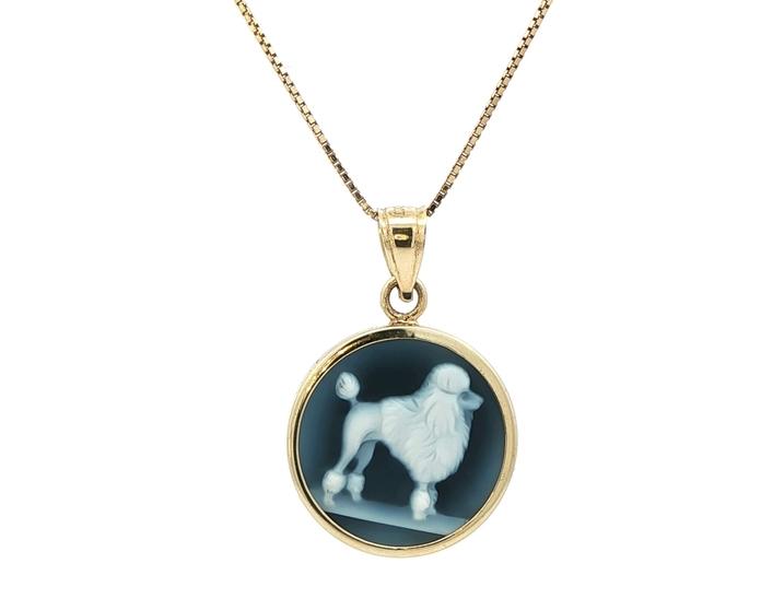 content/products/Estate Piece: Shell Poodle Charm Necklace in Yellow Gold