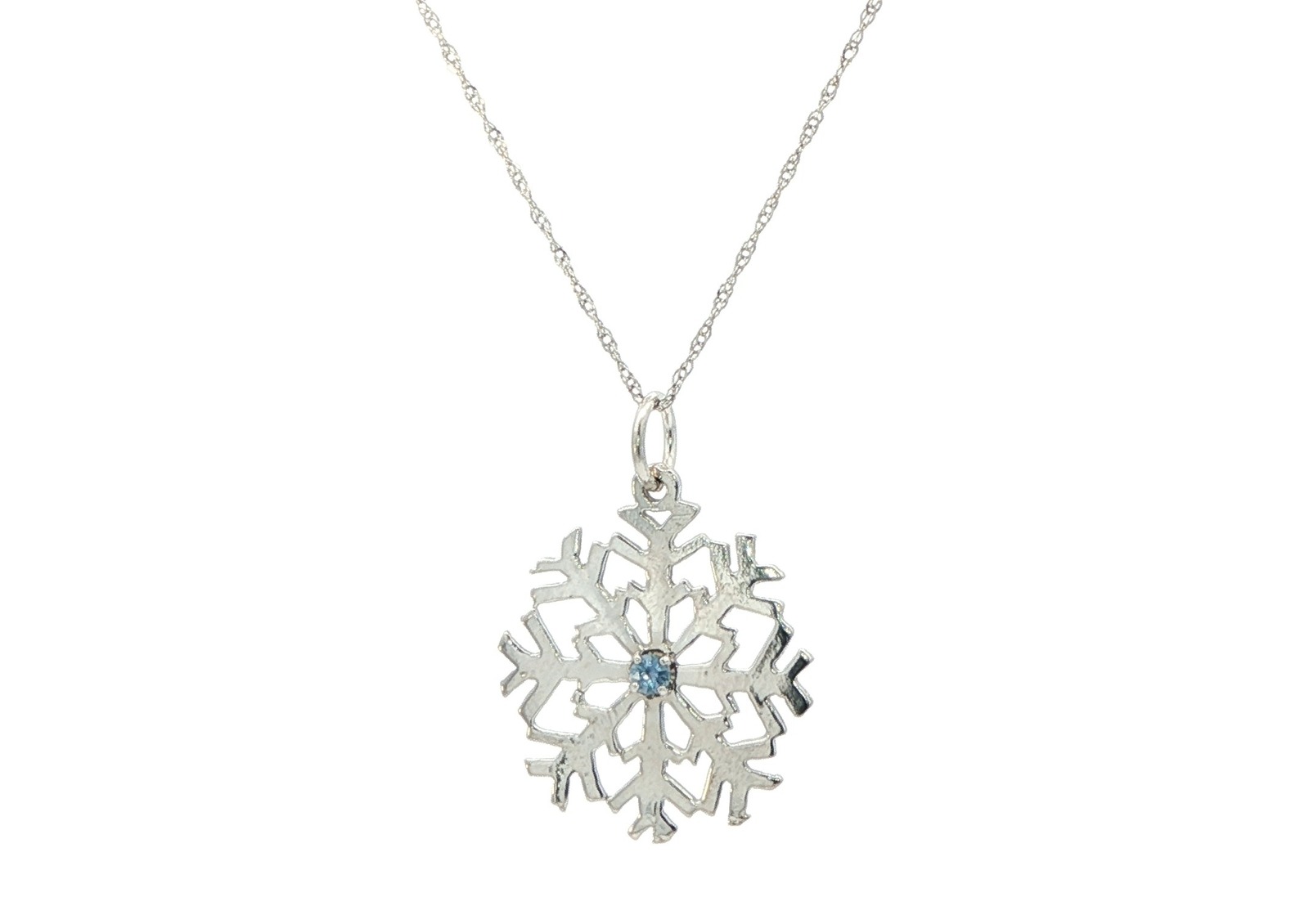 Snowflake Montana Yogo Sapphire Necklace in White Gold (0.03ct)