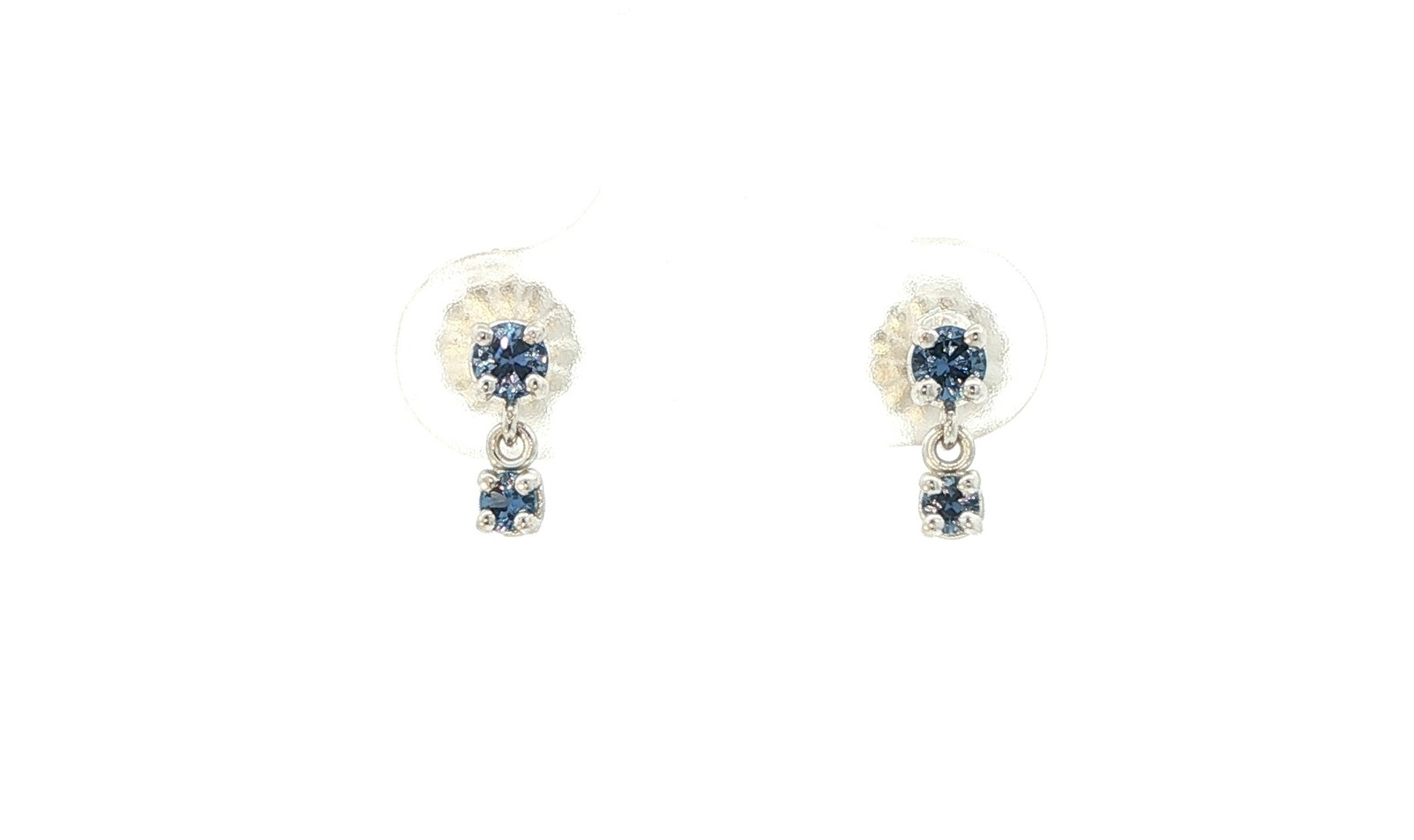 Two-Stone Montana Yogo Sapphire Stud Dangle Earrings in White Gold (0.28cts TWT)