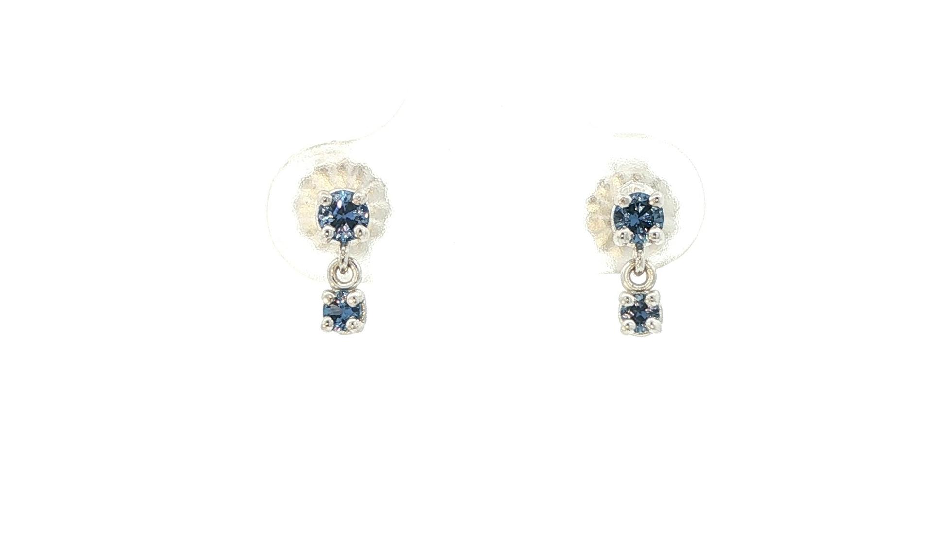 Two-Stone Montana Yogo Sapphire Stud Dangle Earrings in White Gold (0.28cts TWT)