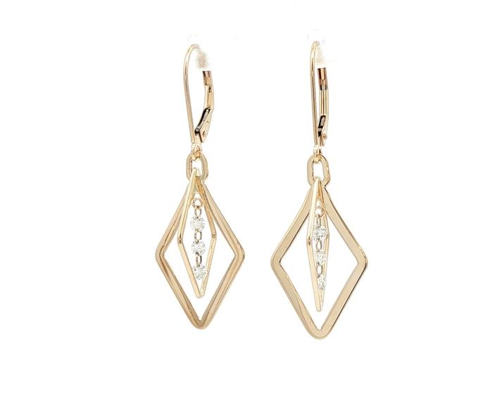 content/products/Petite Geometric Diamond Dangle Leverback Earrings in Yellow Gold (0.30cts TWT)